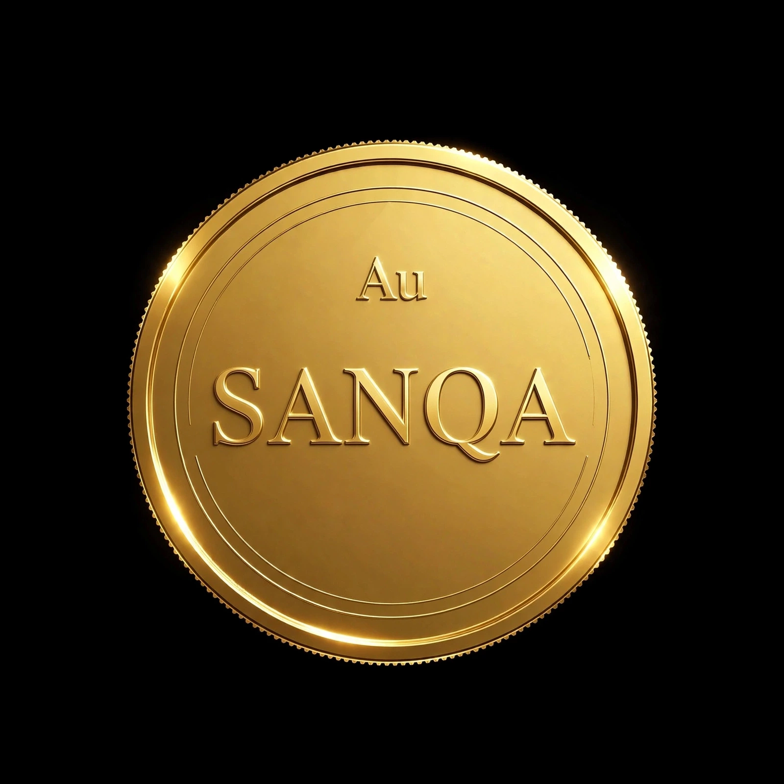 SANQA gold coin brand mark